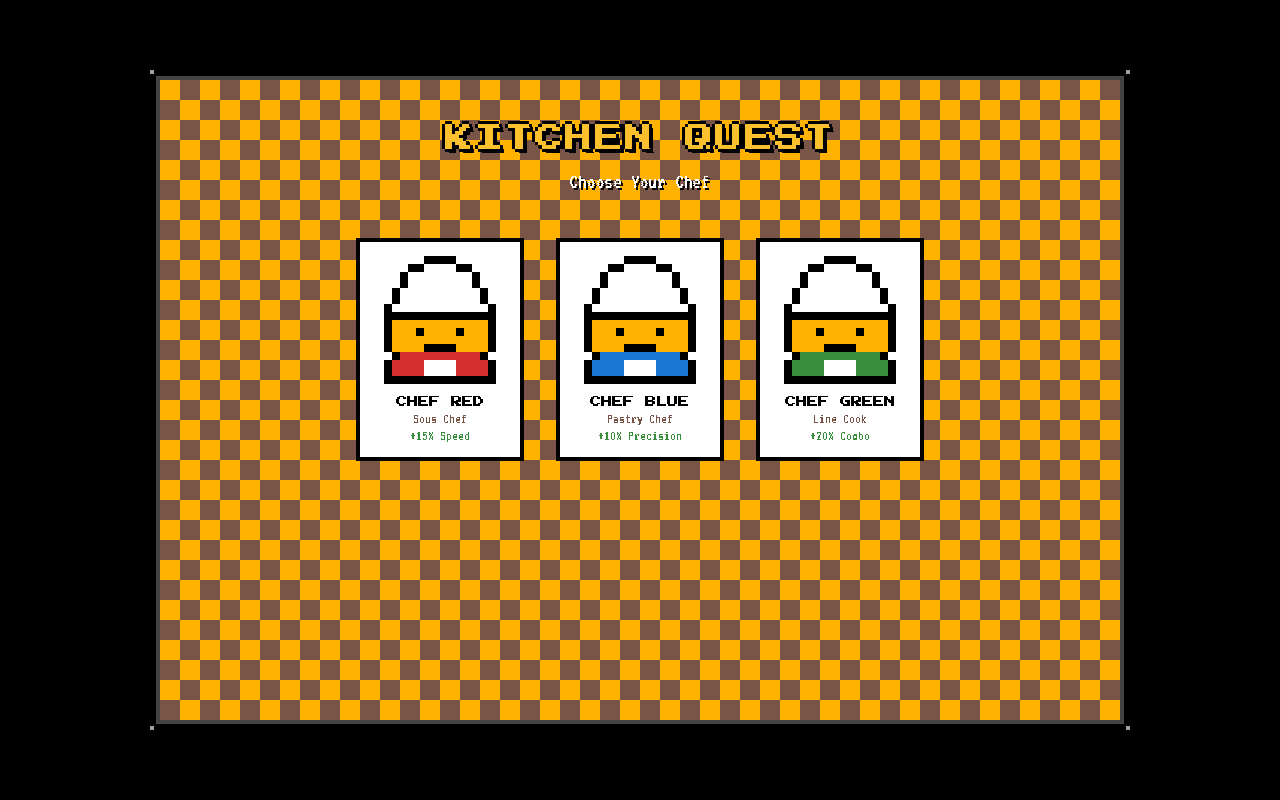Kitchen Quest — pixel-art cooking gamification screen