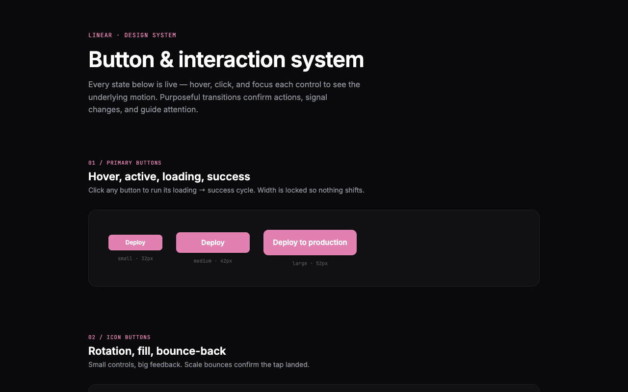 Linear — button and interaction state system