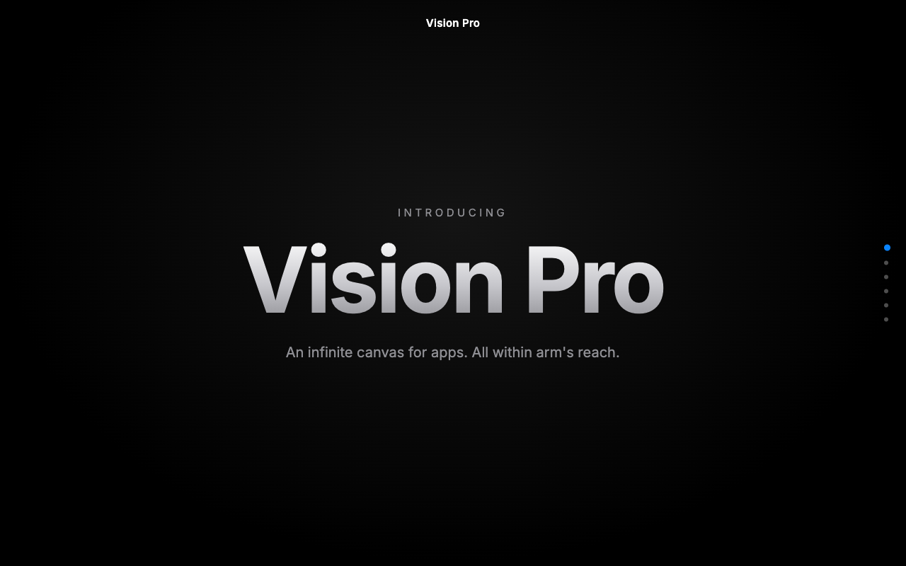 Vision Pro — scroll reveal hero experience